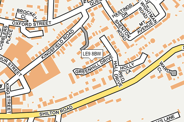 LE9 8BW map - OS OpenMap – Local (Ordnance Survey)