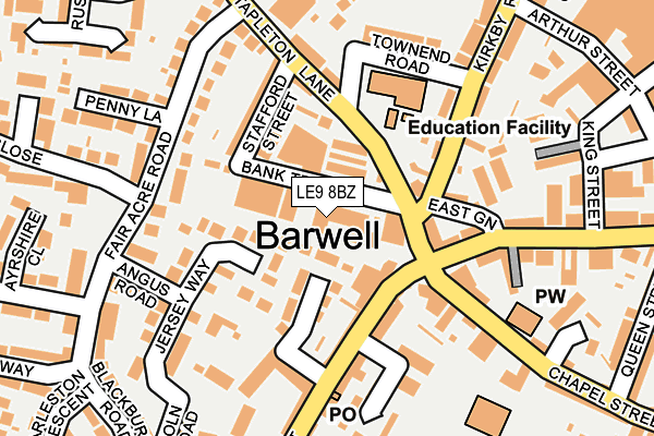 LE9 8BZ map - OS OpenMap – Local (Ordnance Survey)