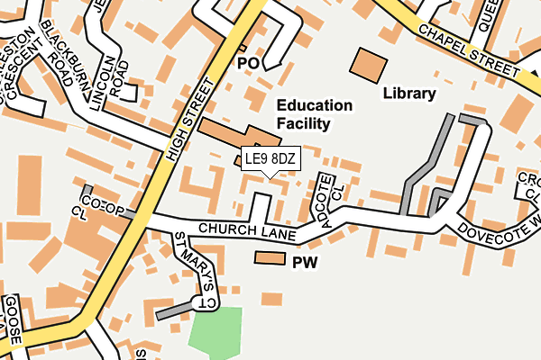 LE9 8DZ map - OS OpenMap – Local (Ordnance Survey)