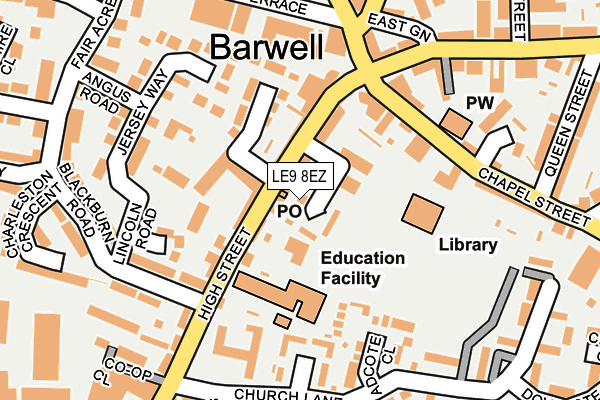 LE9 8EZ map - OS OpenMap – Local (Ordnance Survey)