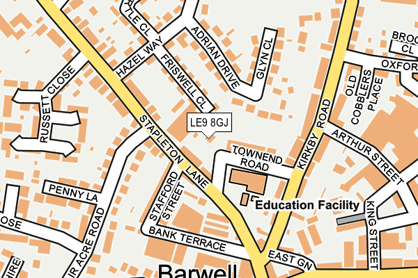 LE9 8GJ map - OS OpenMap – Local (Ordnance Survey)