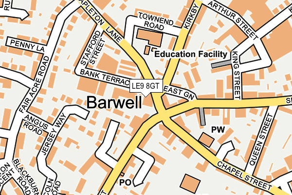 LE9 8GT map - OS OpenMap – Local (Ordnance Survey)