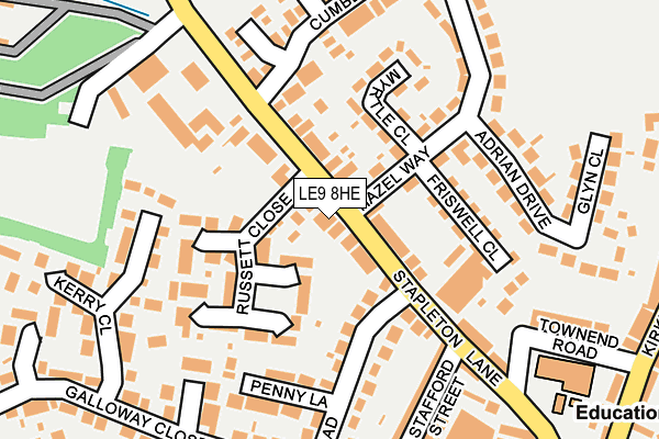 LE9 8HE map - OS OpenMap – Local (Ordnance Survey)