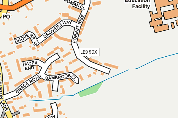 LE9 9DX map - OS OpenMap – Local (Ordnance Survey)