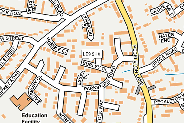 LE9 9HX map - OS OpenMap – Local (Ordnance Survey)