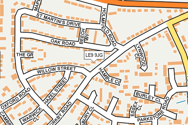 LE9 9JG map - OS OpenMap – Local (Ordnance Survey)