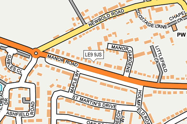 LE9 9JS map - OS OpenMap – Local (Ordnance Survey)