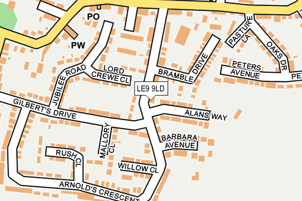 LE9 9LD map - OS OpenMap – Local (Ordnance Survey)