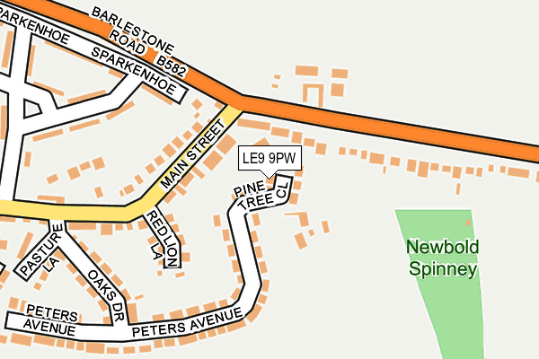 LE9 9PW map - OS OpenMap – Local (Ordnance Survey)