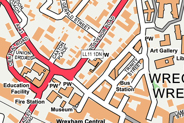 LL11 1DN map - OS OpenMap – Local (Ordnance Survey)