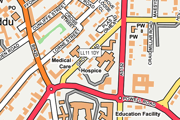 LL11 1DY map - OS OpenMap – Local (Ordnance Survey)