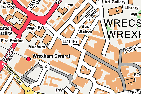 LL11 1RY map - OS OpenMap – Local (Ordnance Survey)