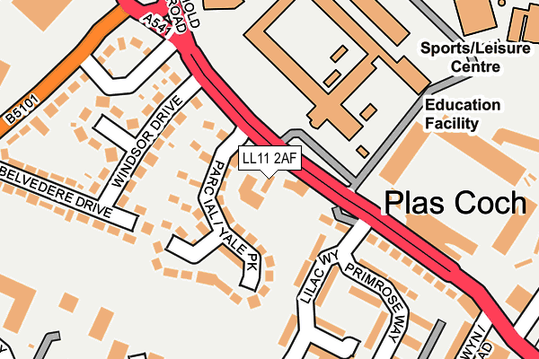 LL11 2AF map - OS OpenMap – Local (Ordnance Survey)
