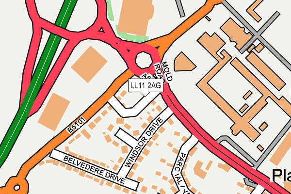 LL11 2AG map - OS OpenMap – Local (Ordnance Survey)