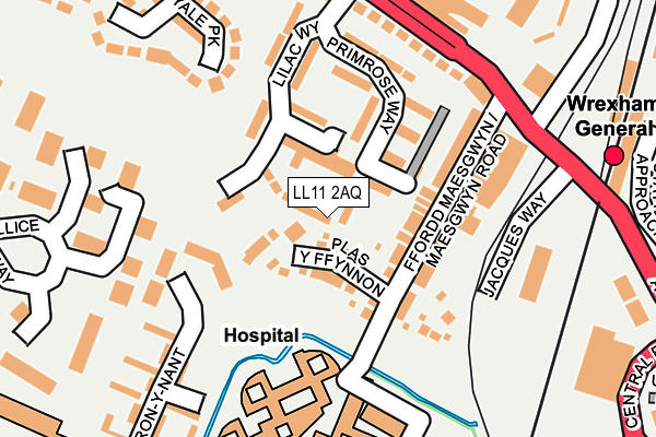 LL11 2AQ map - OS OpenMap – Local (Ordnance Survey)