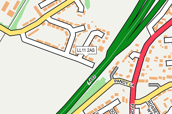 LL11 2AS map - OS OpenMap – Local (Ordnance Survey)