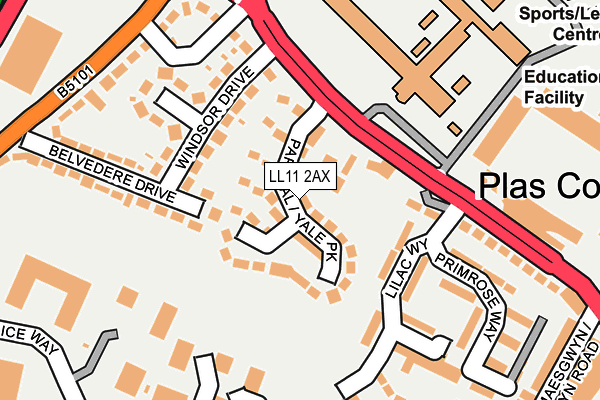 LL11 2AX map - OS OpenMap – Local (Ordnance Survey)