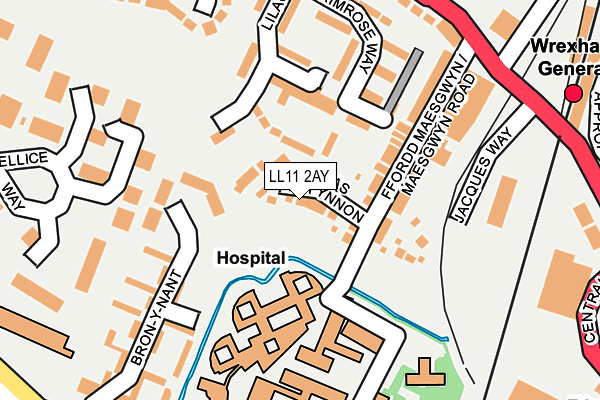 LL11 2AY map - OS OpenMap – Local (Ordnance Survey)