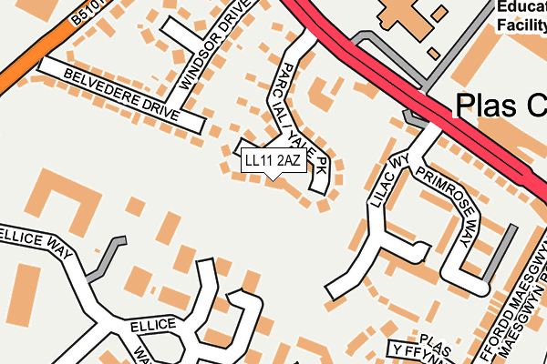 LL11 2AZ map - OS OpenMap – Local (Ordnance Survey)