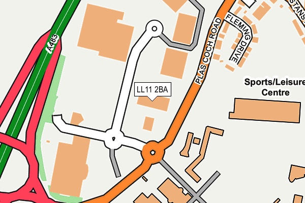 LL11 2BA map - OS OpenMap – Local (Ordnance Survey)