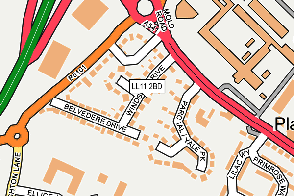 LL11 2BD map - OS OpenMap – Local (Ordnance Survey)