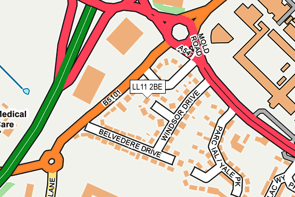 LL11 2BE map - OS OpenMap – Local (Ordnance Survey)