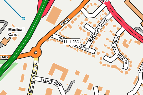 LL11 2BG map - OS OpenMap – Local (Ordnance Survey)