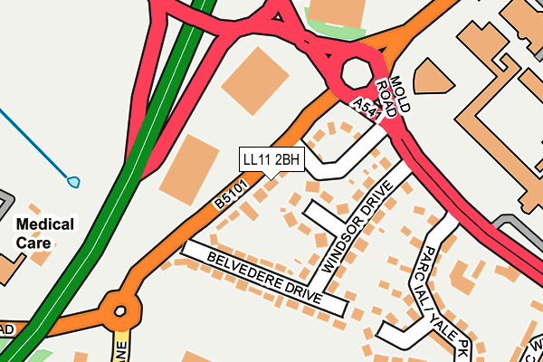 LL11 2BH map - OS OpenMap – Local (Ordnance Survey)