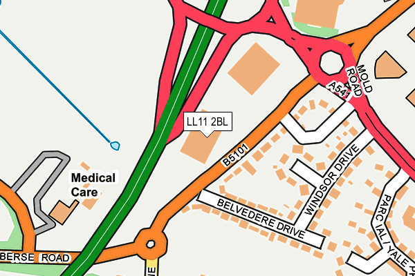 LL11 2BL map - OS OpenMap – Local (Ordnance Survey)