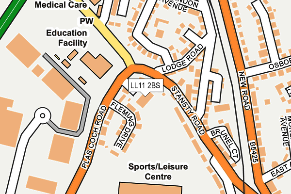 LL11 2BS map - OS OpenMap – Local (Ordnance Survey)