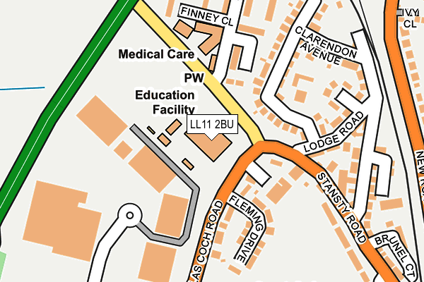 LL11 2BU map - OS OpenMap – Local (Ordnance Survey)