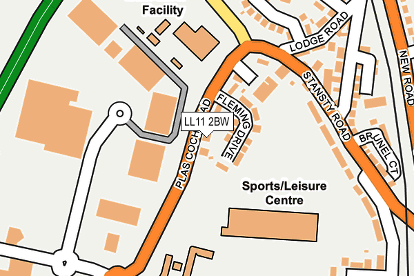 LL11 2BW map - OS OpenMap – Local (Ordnance Survey)