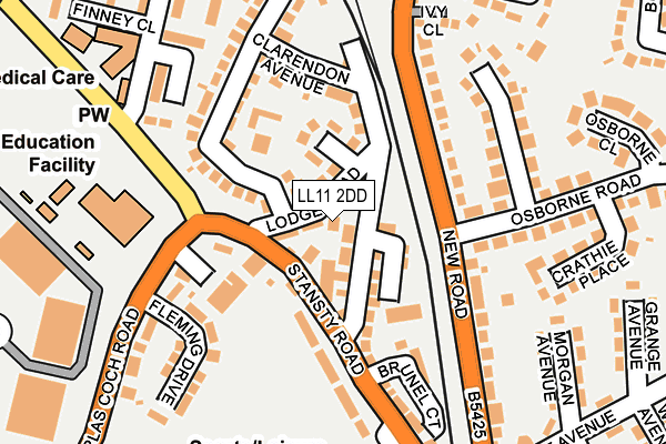 LL11 2DD map - OS OpenMap – Local (Ordnance Survey)