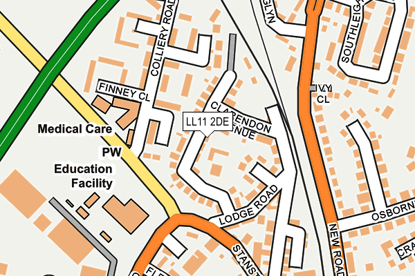 LL11 2DE map - OS OpenMap – Local (Ordnance Survey)