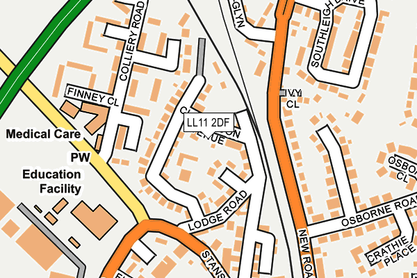 LL11 2DF map - OS OpenMap – Local (Ordnance Survey)