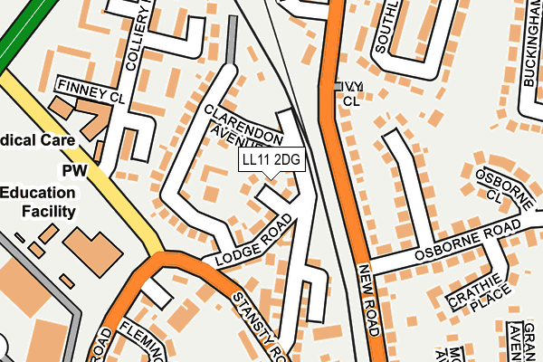 LL11 2DG map - OS OpenMap – Local (Ordnance Survey)