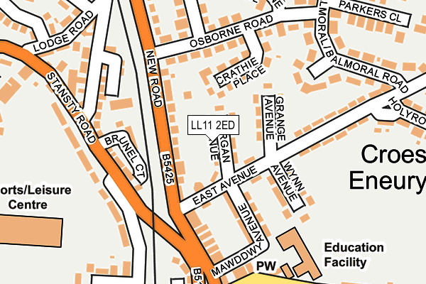 LL11 2ED map - OS OpenMap – Local (Ordnance Survey)