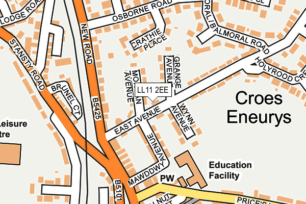 LL11 2EE map - OS OpenMap – Local (Ordnance Survey)