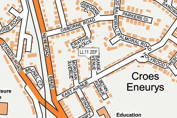 LL11 2EF map - OS OpenMap – Local (Ordnance Survey)