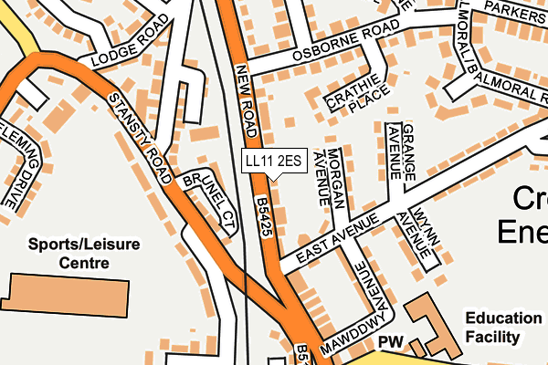LL11 2ES map - OS OpenMap – Local (Ordnance Survey)
