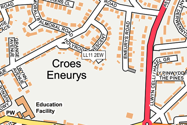 LL11 2EW map - OS OpenMap – Local (Ordnance Survey)