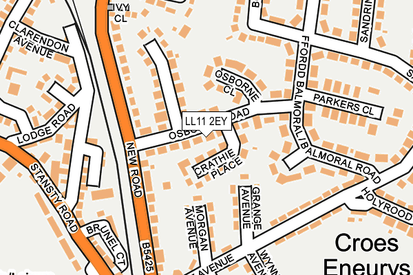 LL11 2EY map - OS OpenMap – Local (Ordnance Survey)