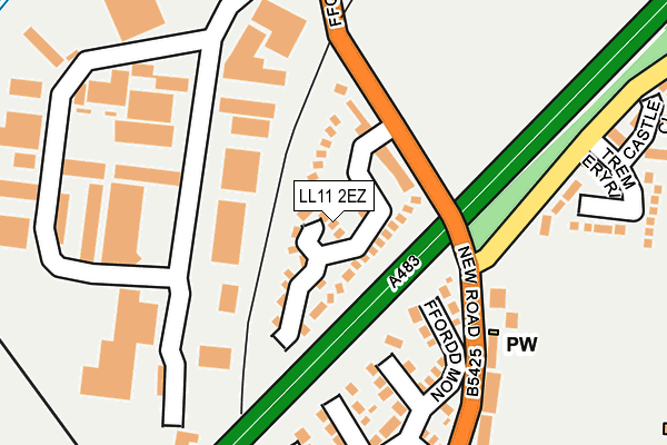 LL11 2EZ map - OS OpenMap – Local (Ordnance Survey)