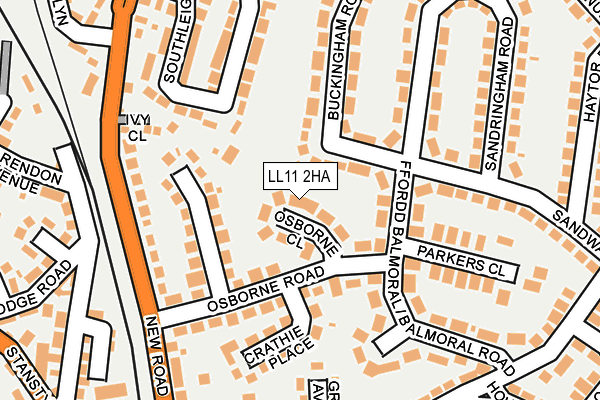 LL11 2HA map - OS OpenMap – Local (Ordnance Survey)