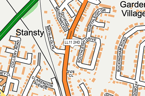 LL11 2HD map - OS OpenMap – Local (Ordnance Survey)