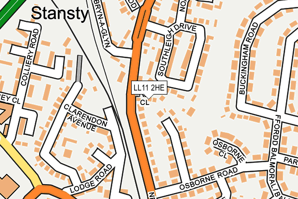 LL11 2HE map - OS OpenMap – Local (Ordnance Survey)