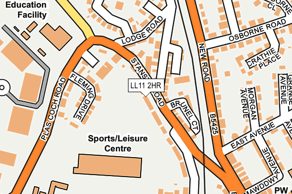 LL11 2HR map - OS OpenMap – Local (Ordnance Survey)