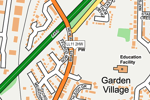 LL11 2HW map - OS OpenMap – Local (Ordnance Survey)