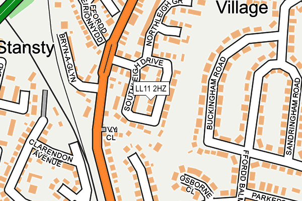 LL11 2HZ map - OS OpenMap – Local (Ordnance Survey)
