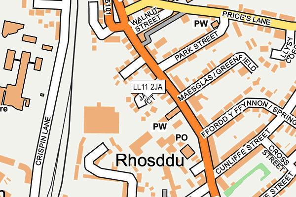 LL11 2JA map - OS OpenMap – Local (Ordnance Survey)